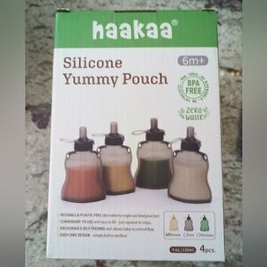 New Hakaa Silicone Reusable Baby Food Pouches Unopened 4pc $50 Value